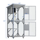 Large Cat House Outdoor Catio Cat Enclosures On Wheels, Kitty House With Upgraded Resting Box Waterproof Roof - Gray