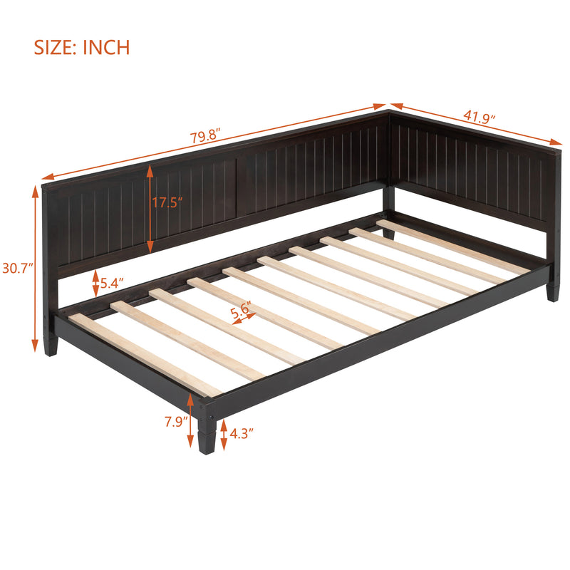 Twin Size Wood Daybed/Sofa Bed, Espresso