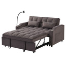 Modern Velvet Loveseat Futon Sofa With Pullout Bed, Adjustable Reclining Backrest, Toss Pillows