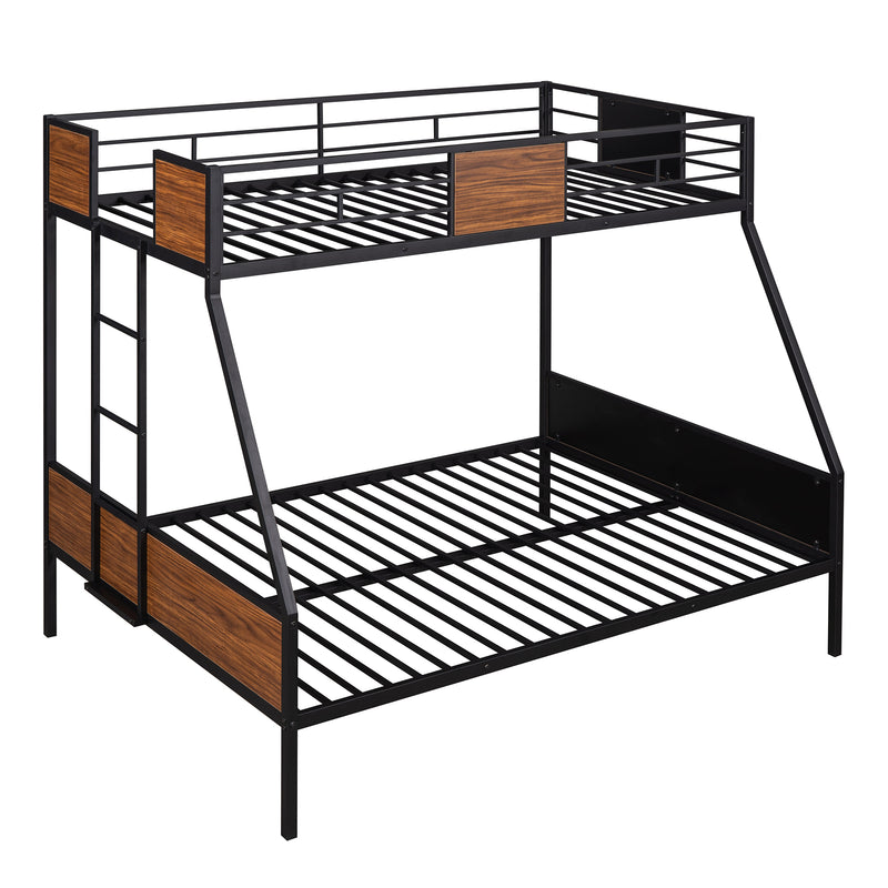 Twin-over-full bunk bed modern style steel frame bunk bed with safety rail, built-in ladder for bedroom, dorm, boys, girls, adults (OLD SKU:LP000090AAD)