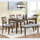 6 Pieces Kitchen Dining Set, Rectangular Wooden Dining Table With 4 Chairs And A Bench
