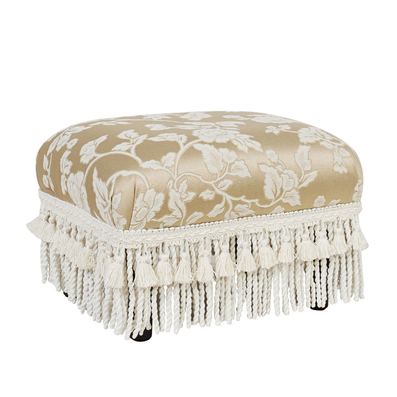 Fiona - Accent Footstool Ottoman - Champagne Beige Floral