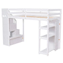 Loft Bed With Storage Drawers And Stairs With Shelves