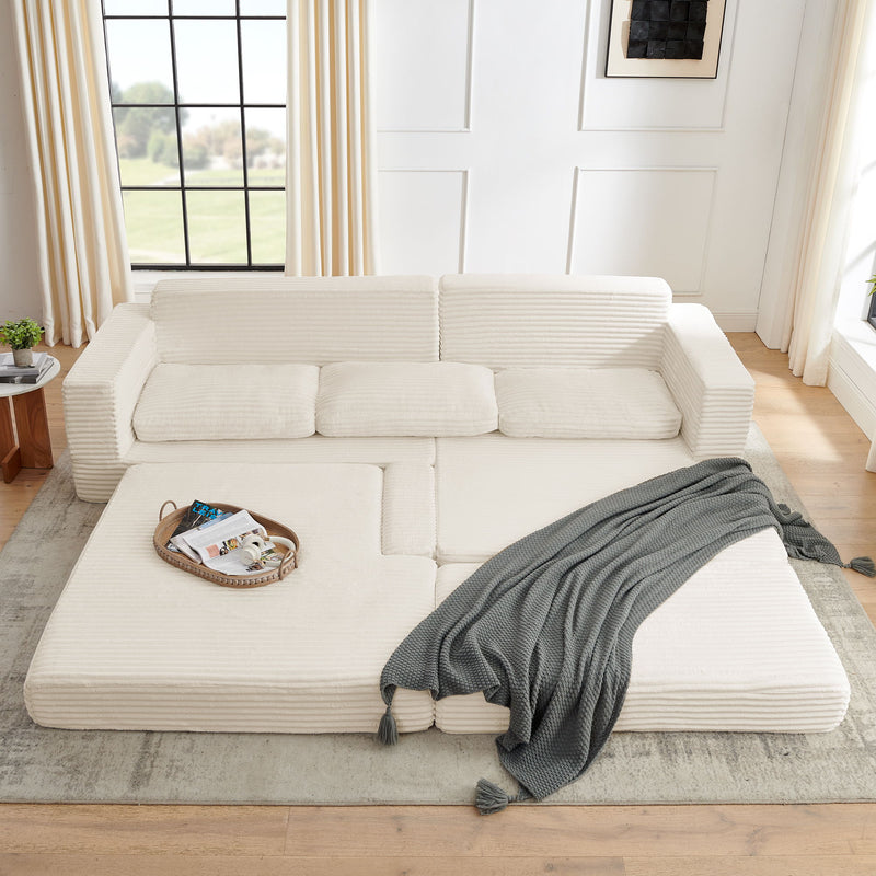 Modern Minimalist L Shape Modular Sectional Sofa, Corduroy Couch