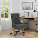 Glory Diamond Tufted Upholstered Office Chair With Rolling Casters And Sloped Arms - Dark Gray / Chrome