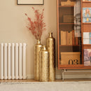 Floor Metal Vases Decorated White Metal Vases (Set of 3) Gorgeous Home Decoration Large Glazed Metal Vases - Golden