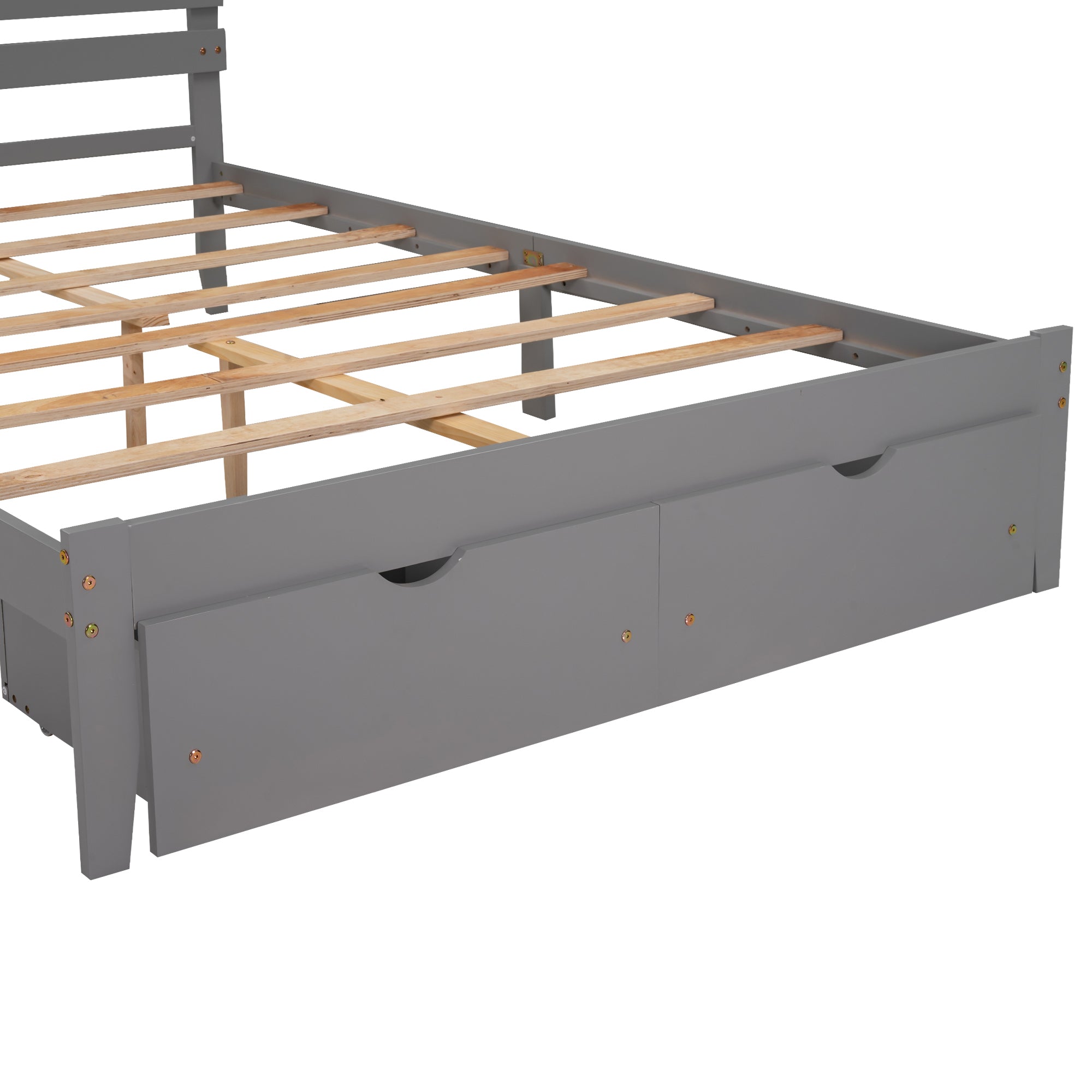 Queen Size Platform Bed with Drawers, Gray(New SKU:WF288469AAE) - Atlantic Fine Furniture Melbourne FL