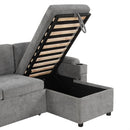 Convertible L Shaped Sofa Couch With Storage, Cup Holders, USB Ports