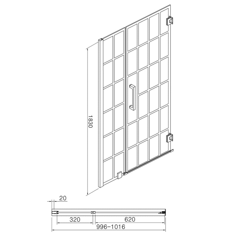 Frameless Pivot Shower Door With Pattern Glass, Open Entry Design