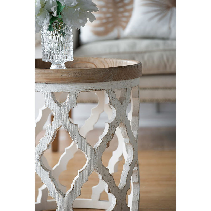 Large Distressed Side Table - White