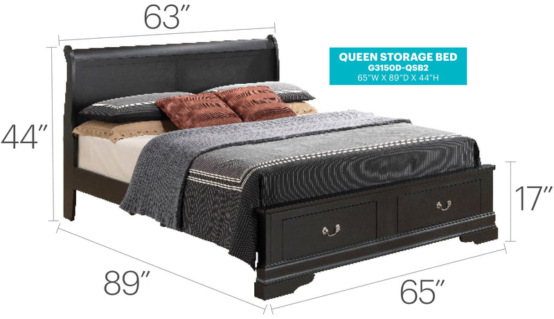 Louis Phillipe - Storage Bed