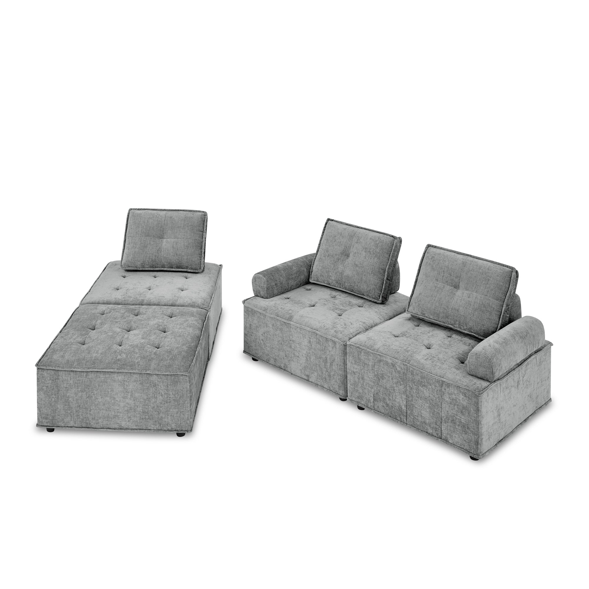 L-Shape Modular Sectional Sofa, DIY Combination, Chenille