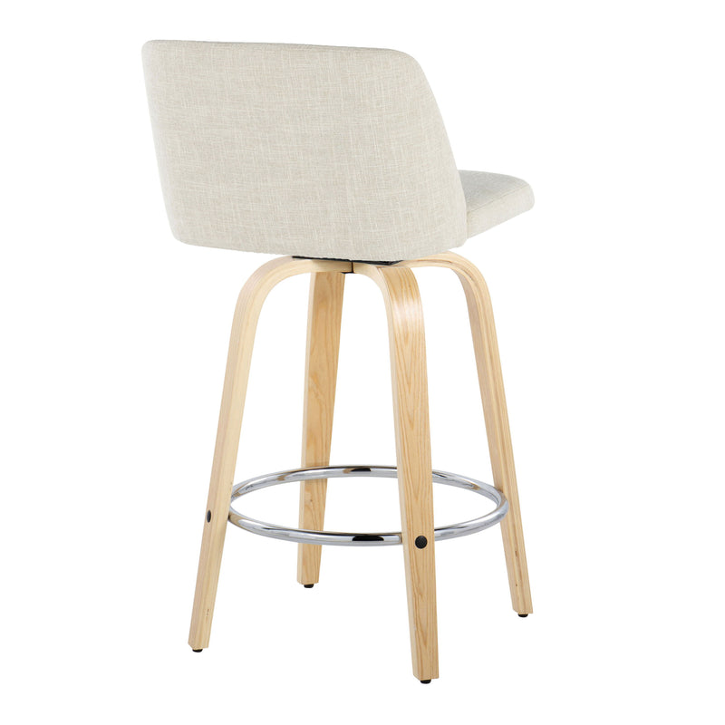 Toriano - Contemporary Modern Fixed Height Counter Stool Swivel With Round Footrest (Set of 2)