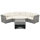 Patio Furniture Set Outdoor Daybed Rattan Sectional With Cushions And Center Table
