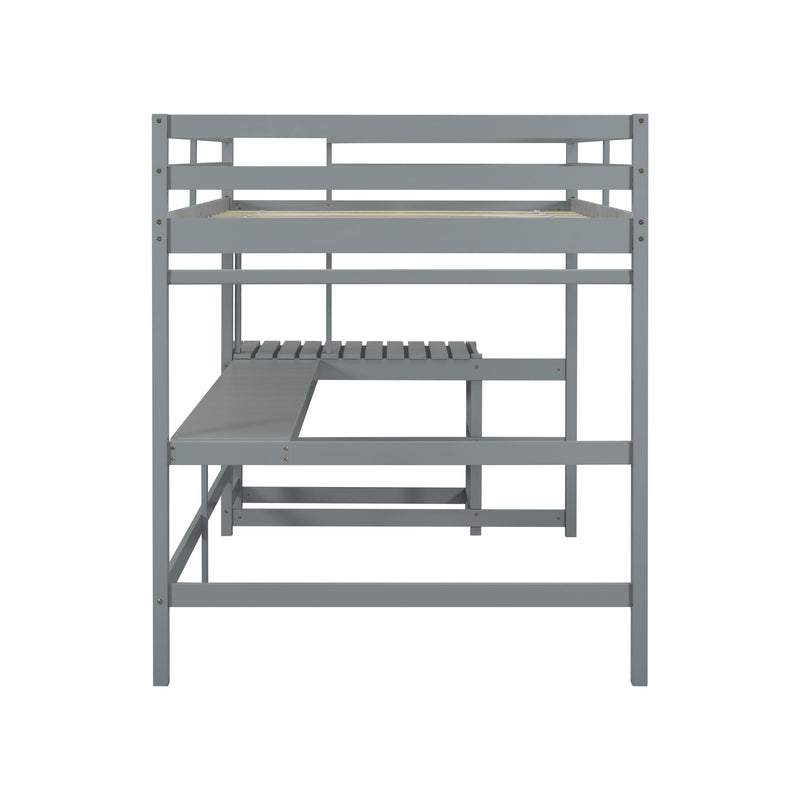 Loft Bed With Built-In Desk, Ladder Platform, Ladders, Guardrails