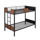 Twin Over Twin Bunk Bunk Bed With Safety Rail, Built In Ladder For Bedroom - Brown