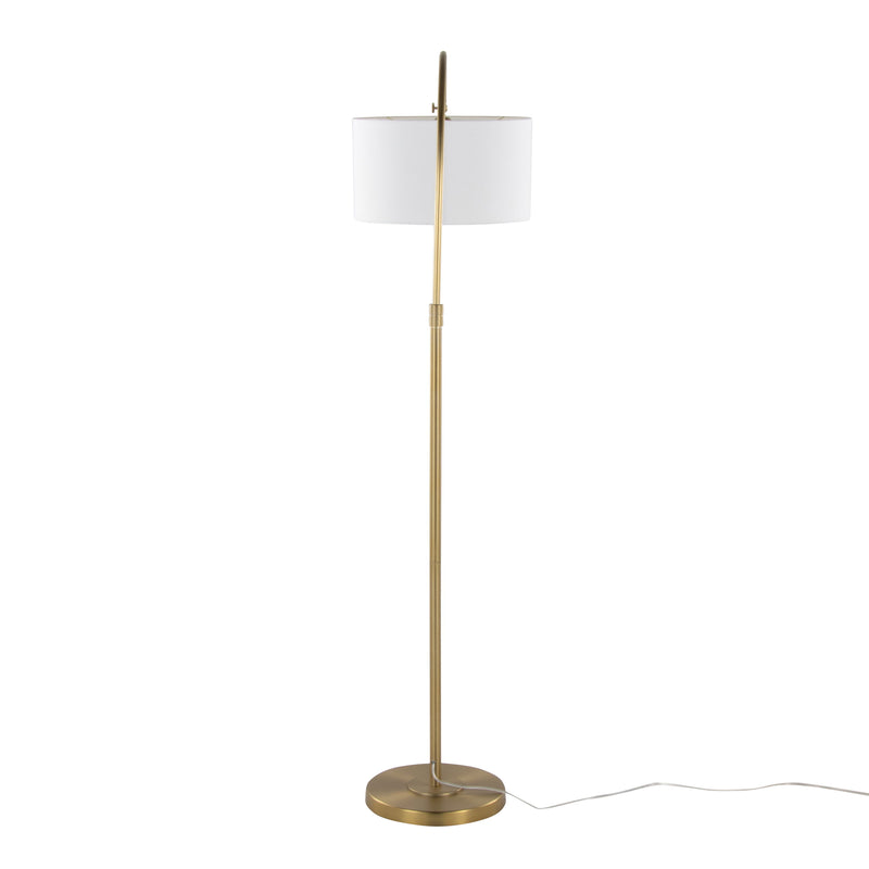 Salon Reader Contemporary Floor Lamp - Gold / White