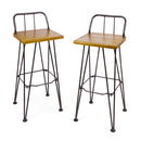 Outdoor Barstool With Angled Metal Legs - Brown