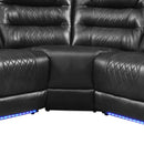 Manual Reclining Sectional Sofa Set, L Shaped Symmetrical Motion Sofa Corner Couch Sets With Storage Boxes, 4 Cup Holders And LED Light Strip For Living Room