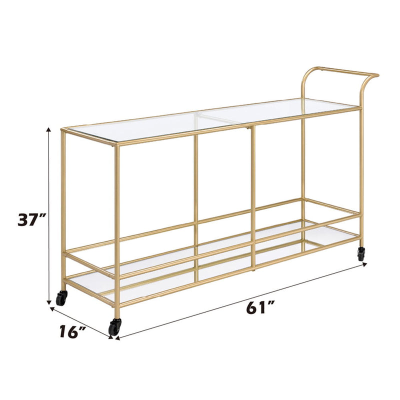 Kenda - Serving Cart - Clear Glass, Mirrored & Gold