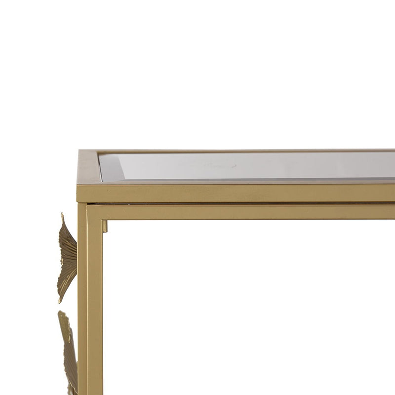 Console Table With Mirrored Glass Top, Modern Entryway Table For Living Room Foyer Entryway - Gold