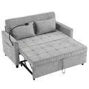 Pull-Out Sleeper Sofa With Reversible Backrest Cushion, Side Pockets, 2 USB Ports And A Phone Holder For Living Room