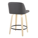 Toriano - Contemporary, Fixed Height Counter Stool With Swivel And Round Footrest (Set of 2)