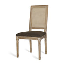 French Country Dining Chair With Rectangular Cane Backrest And Smooth Upholstered Seating