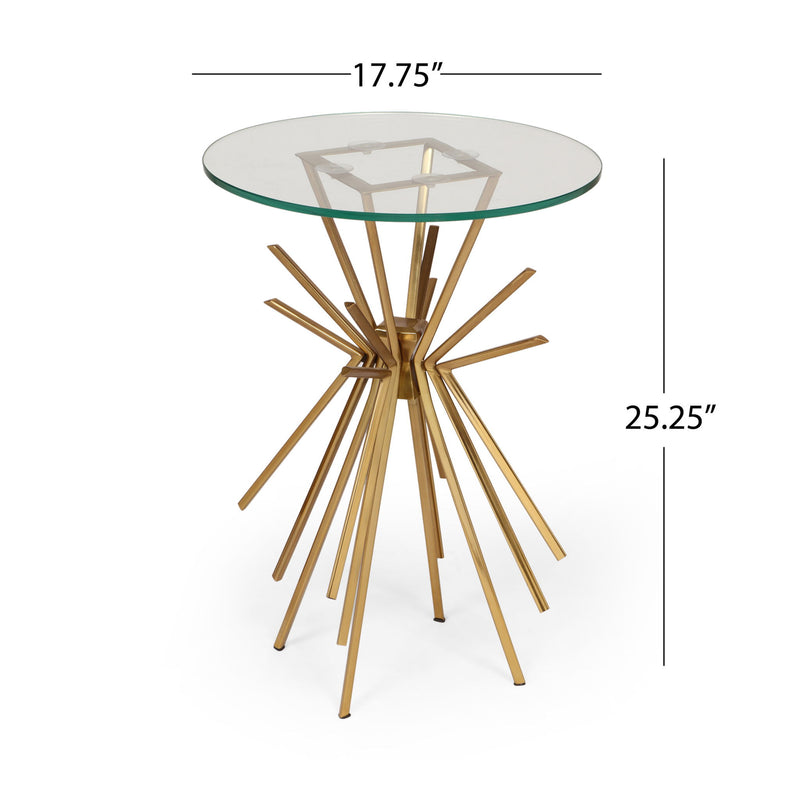 Table With Sunburst Design - Gold