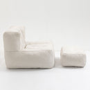 Modern Indoor Fluffy Bean Bag Chair With Memory Foam And Ottoman, Super Soft