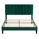 Full Size Frame Platform Bed with Upholstered Headboard and Slat Support, Heavy Duty Mattress Foundation, No Box Spring Required, Easy to Assemble, Green