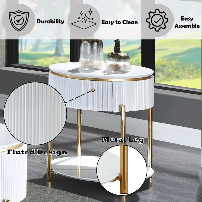 Daveigh - End Table - White High & Gold