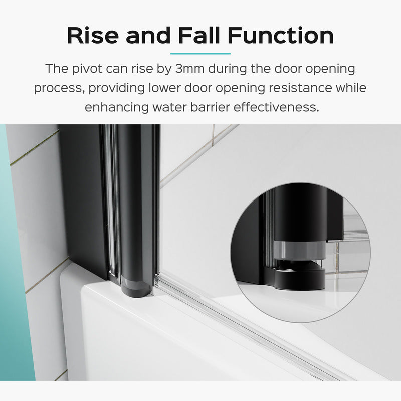 Frameless Folding Pivot Bathtub Door With Clear Tempered Glass
