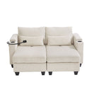 Convertible Chaise Lounge Sofa Chair With USB Ports, Cup Holders, Phone Holder And Storage
