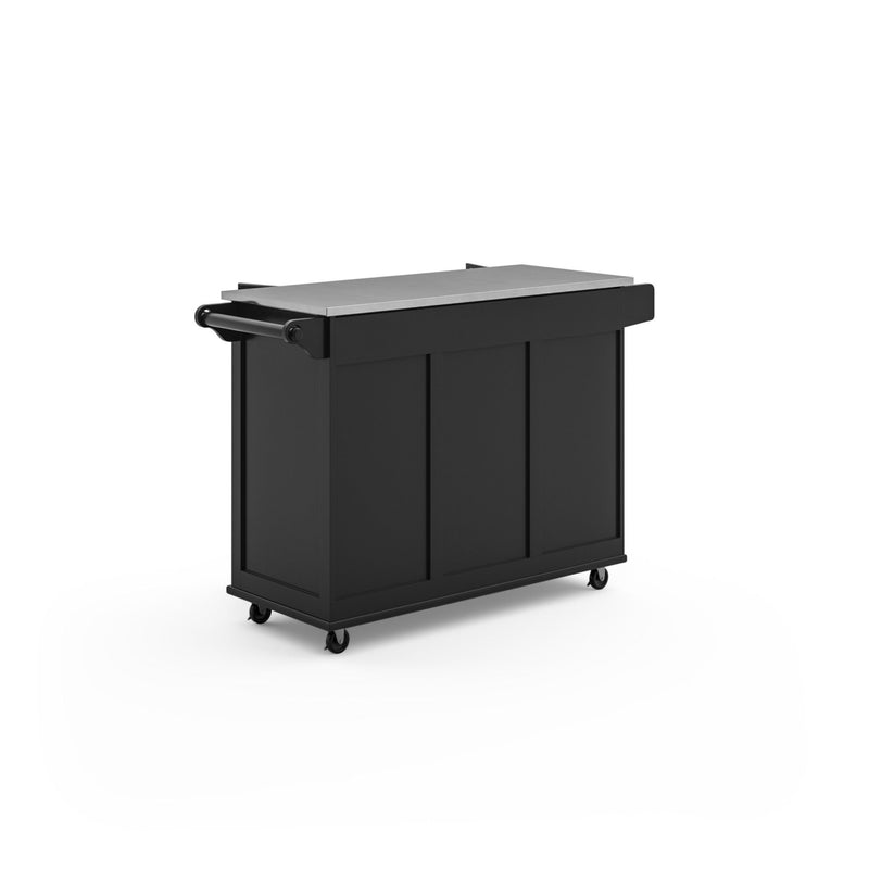 Blanche - Kitchen Cart With Stainless Steel Top - Black - 36"