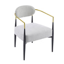Mid Century Modern Upholstered Accent Armchair With Tapered Legs - Beige / Black / Gold
