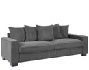 Luxe Corduroy Sofa With 5 Matching Toss Pillows, Sleek Design, Spacious And Comfortable 3 Seater Couch