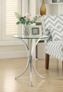 Eloise - Round Glass Top Accent Side Table - Chrome - Atlantic Fine Furniture Inc