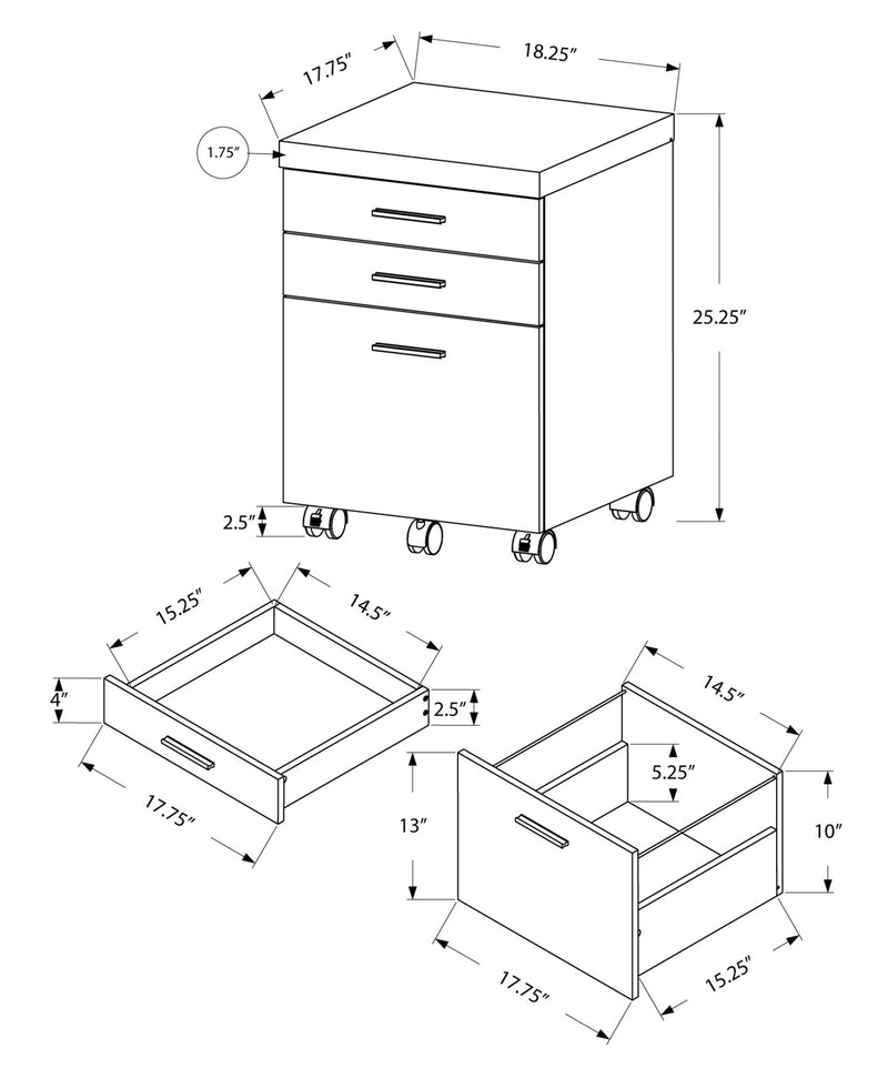 File Cabinet, Rolling Mobile, Storage Drawers, Printer Stand, Office, Contemporary & Modern