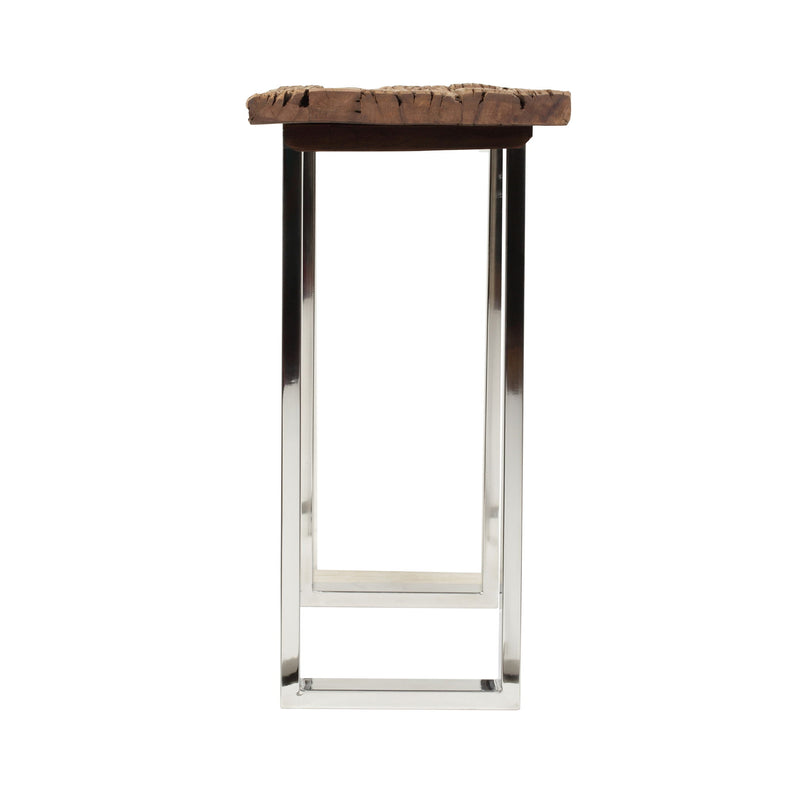 Rustic Glam Console Table With Reclaimed Wood And Iron Frame - Natural