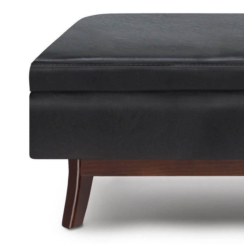 Owen - Rectangular Storage Ottoman - Midnight Black