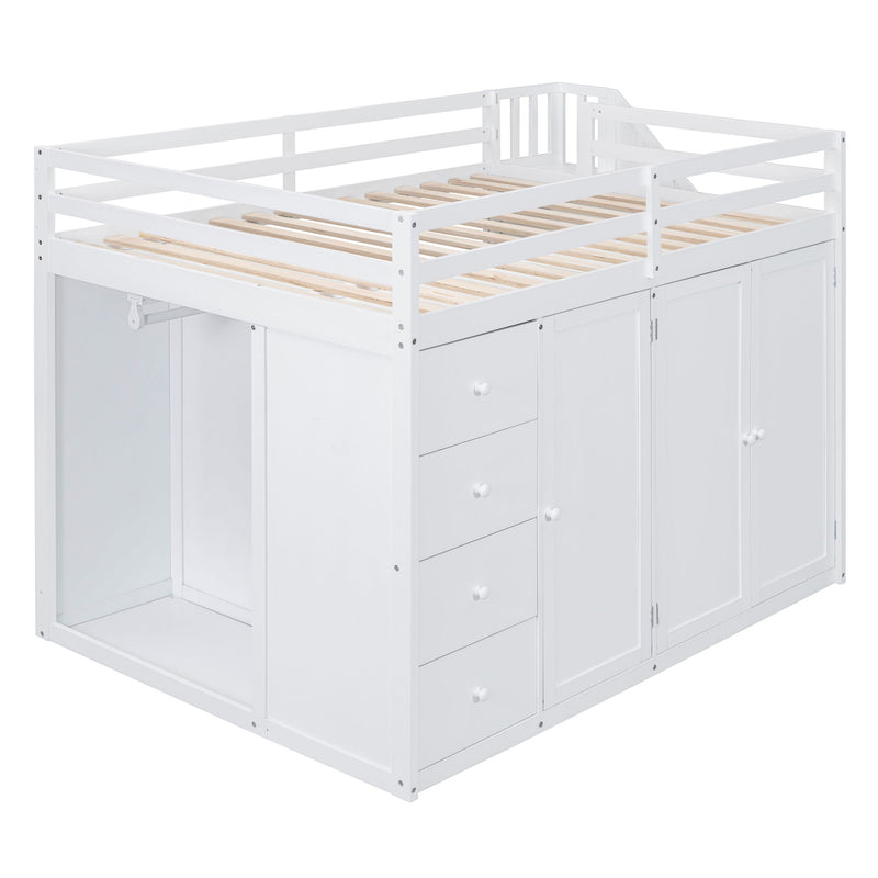 Loft Bed With Built In Wardrobes, Cabinets And Drawers