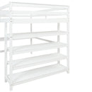 Loft Bed Full with desk,ladder,shelves , White