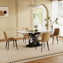 Rectangular Dining Table, For Dinner Party, 4 Chairs - Black / White