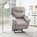 Chriki - Power Recliner With Lift & Heating & Massage - Beige Chenille & Black