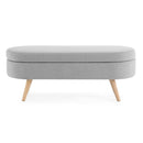 Ottoman Oval Storage Bench With Rubber Wood Legs Linen - Gray