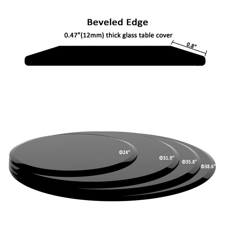 Round Tempered Glass Table Top Glass Thick Beveled Polished Edge