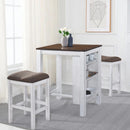 3 Pieces Counter Set Storage Space For Small Space Modern Farmhouse Design Retro Design Easy To Assembly - Antique Dark Oak / Antique White