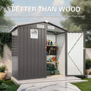 Compact Outdoor Storage Shed With Peaked Roof And Lockable Door - Gray