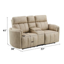 Elison - Motion Loveseat With Console - Dark Beige Polish Microfiber